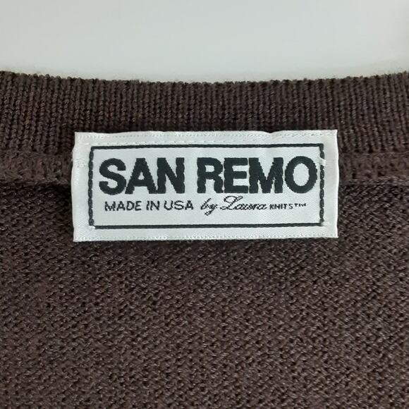 Vintage 80s Chocolate Brown Cardigan Sweater Equestrian V Neck Womens L Minimal - Picture 5 of 9